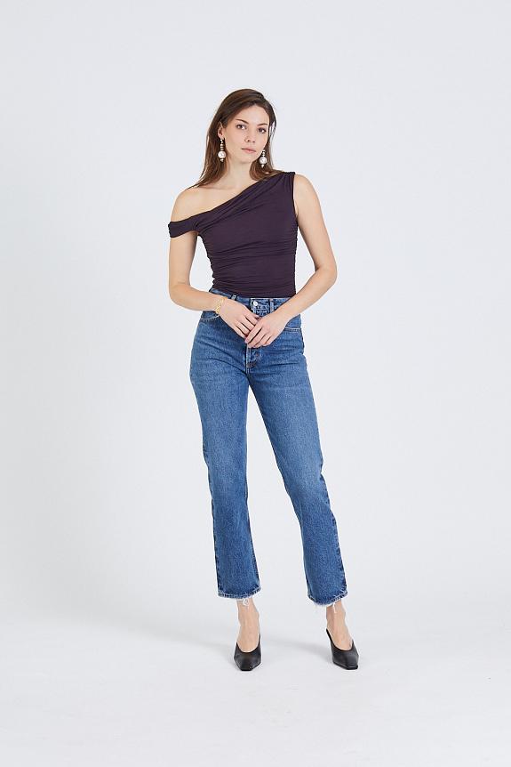 AGOLDE Hilma Twist Sleeve Bodysuit in Night Shade-2