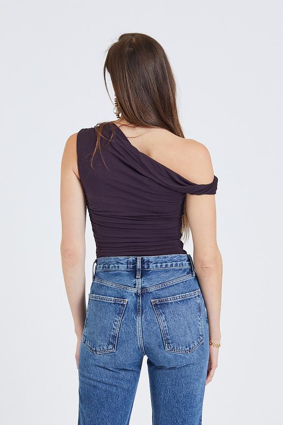AGOLDE Hilma Twist Sleeve Bodysuit in Night Shade-1