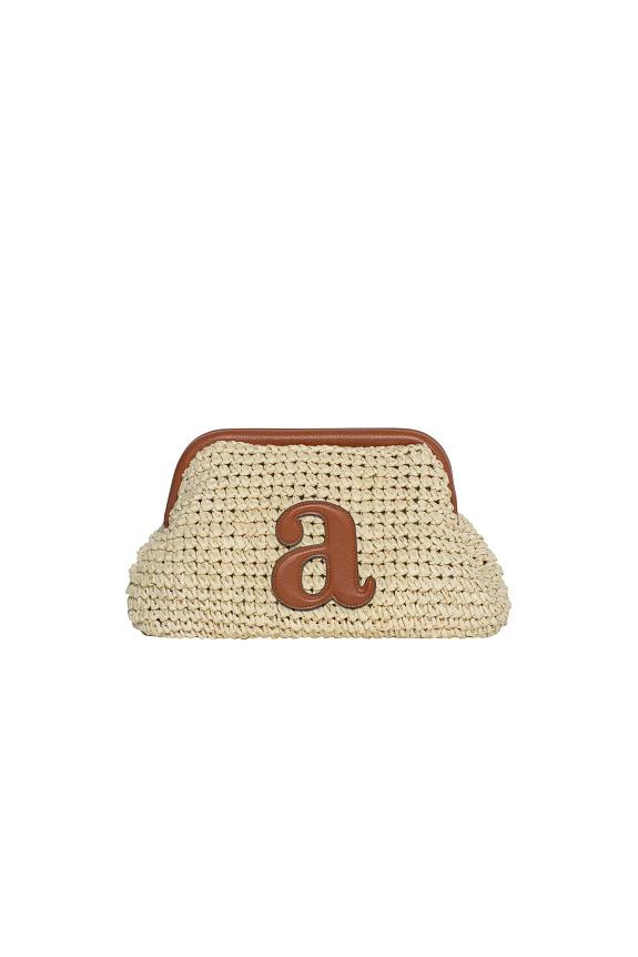 Arnie Says Raffia Clutch Beige