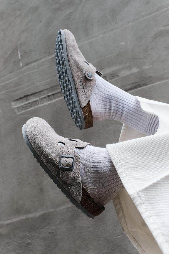 Birkenstock Boston Suede Leather Stone Coin-4