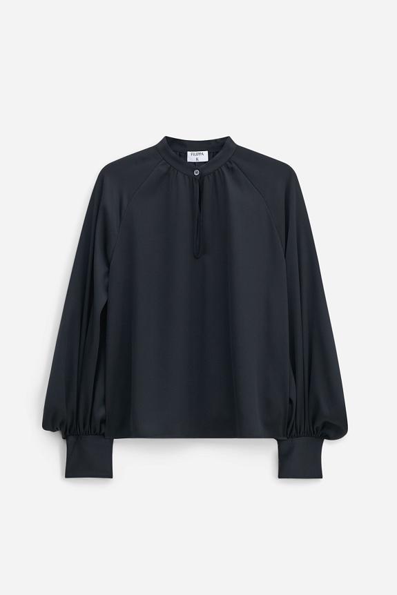 Filippa K Stand Collar Blouse Black 