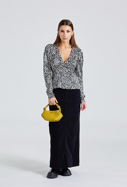 Ganni Silk Stretch Satin Blouse Black 2