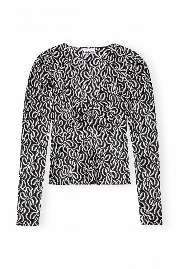 Ganni Silk Stretch Satin Blouse Black 4