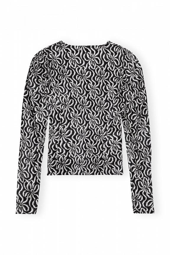 Ganni Silk Stretch Satin Blouse Black 5