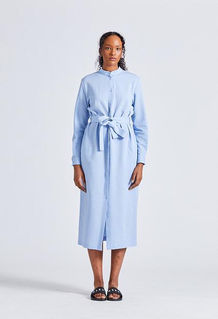 Harris Wharf London Women Long Belted Shirt Dress Light Blue