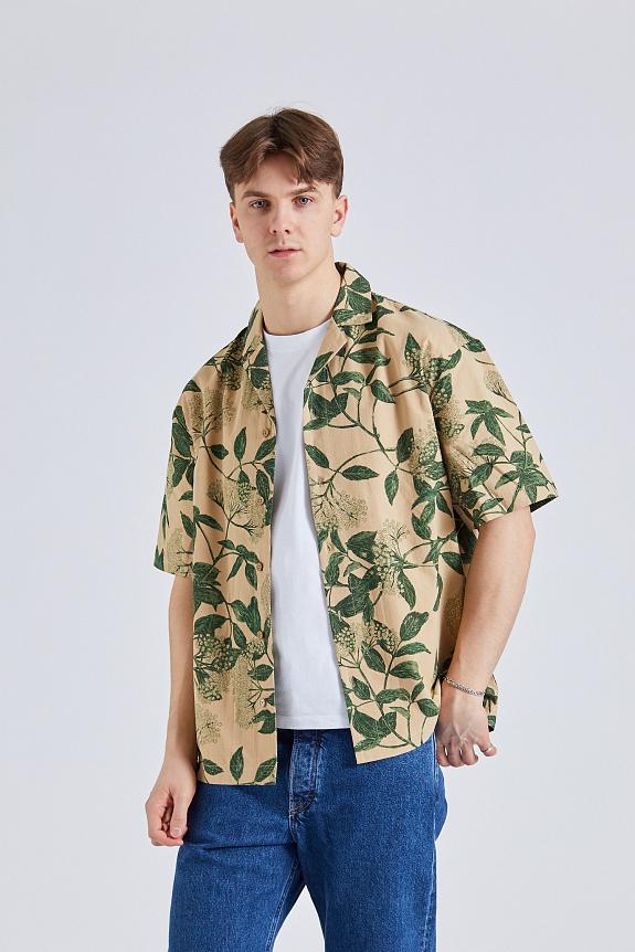 Holzweiler Pier Ripstop Flower Print Shirt Beige Mix