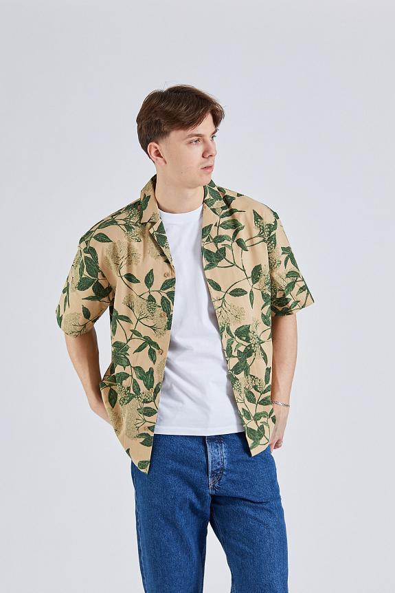 Holzweiler Pier Ripstop Flower Print Shirt Beige Mix-1