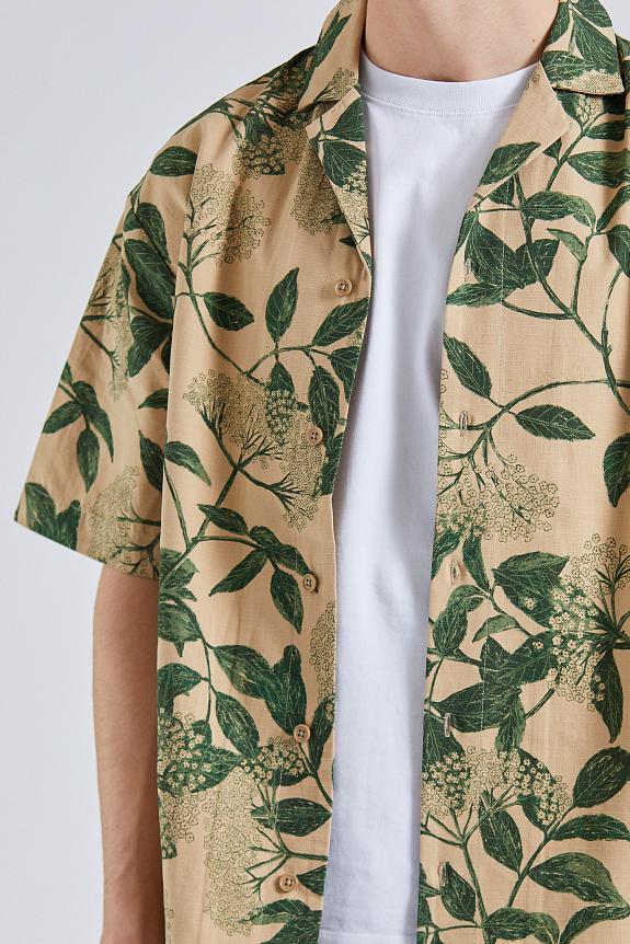 Holzweiler Pier Ripstop Flower Print Shirt Beige Mix-2