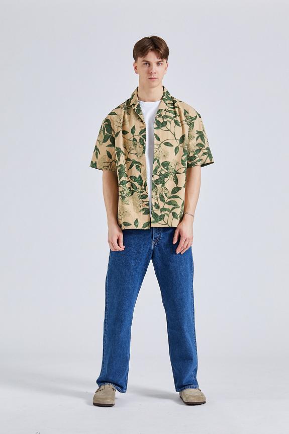 Holzweiler Pier Ripstop Flower Print Shirt Beige Mix-3