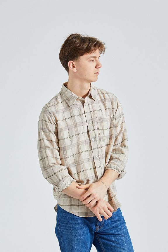 Norse Projects Algot Relaxed Textured Check Shirt Oatmeal 