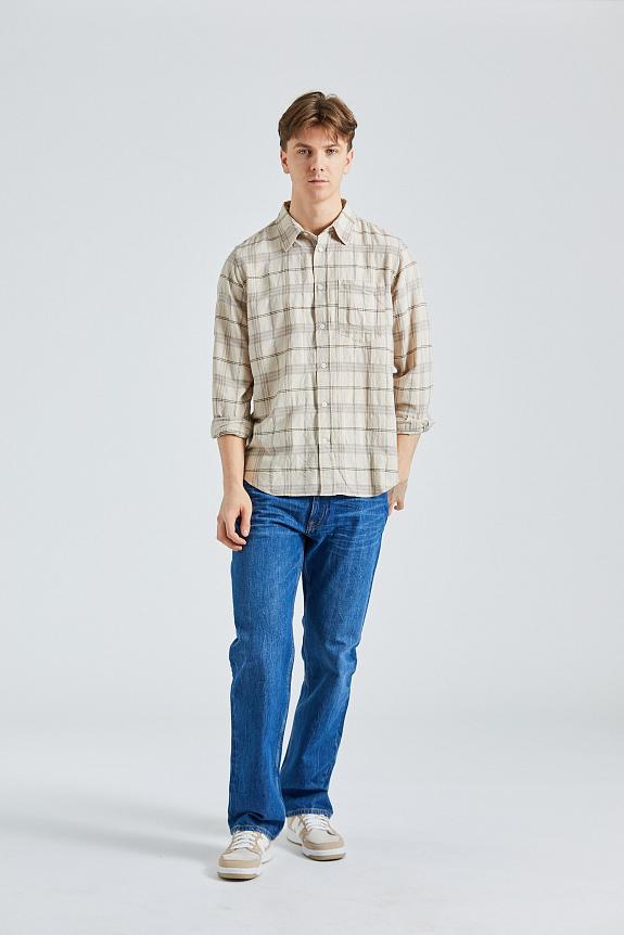 Norse Projects Algot Relaxed Textured Check Shirt Oatmeal 