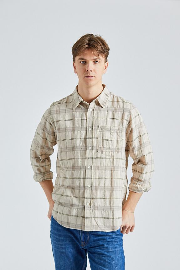 Norse Projects Algot Relaxed Textured Check Shirt Oatmeal 