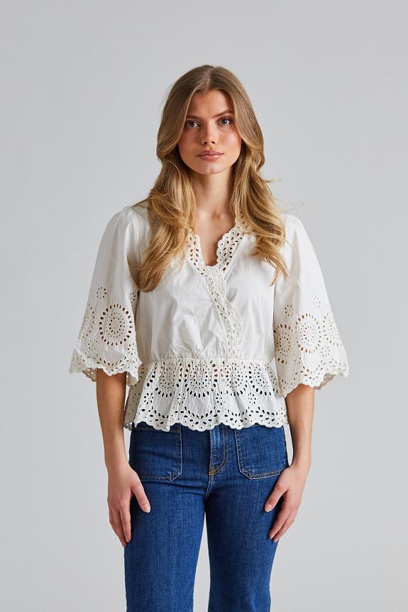 Once Untold Bea V-Neck Blouse White 