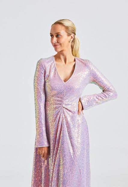 ROTATE Birger Christensen Sequin Midi Dress Sachet Pink