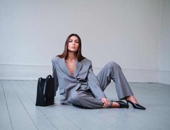 LOULOU STUDIO Blazer og pants grey melange