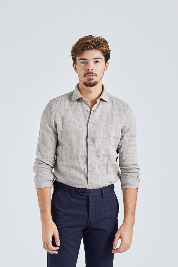 Stenströms Slimline Linen Shirt Light Beige