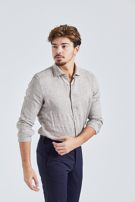 Stenströms Slimline Linen Shirt Light Beige