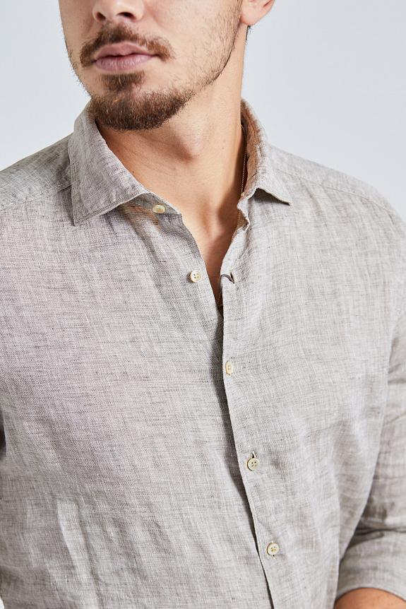 Stenströms Slimline Linen Shirt Light Beige