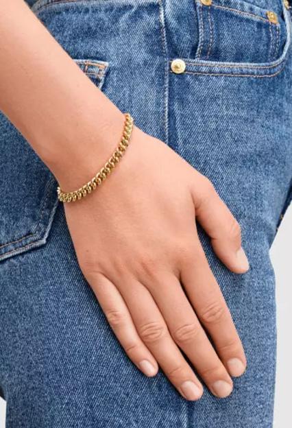 Tom Wood Rounded Curb Bracelet Thick Gold 7,0 Inches