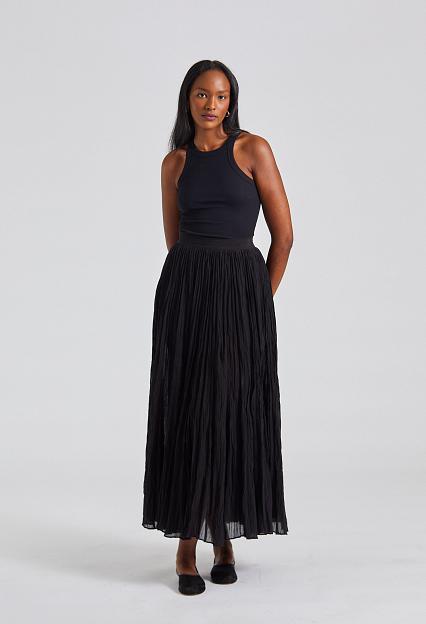 Toteme Crinkled Plissé Skirt Black
