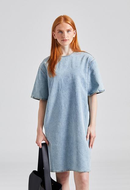 Toteme Denim Trapeze Dress Cool Blue