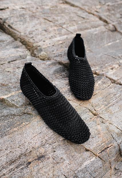 Toteme Woven Leather Ballerinas Black