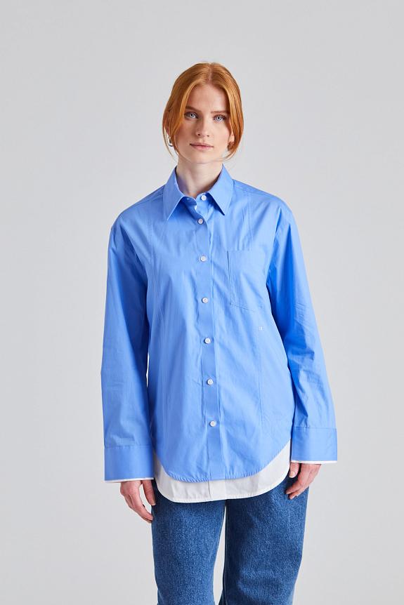 Victoria Beckham Double-Leayer Shirt Oxford Blue