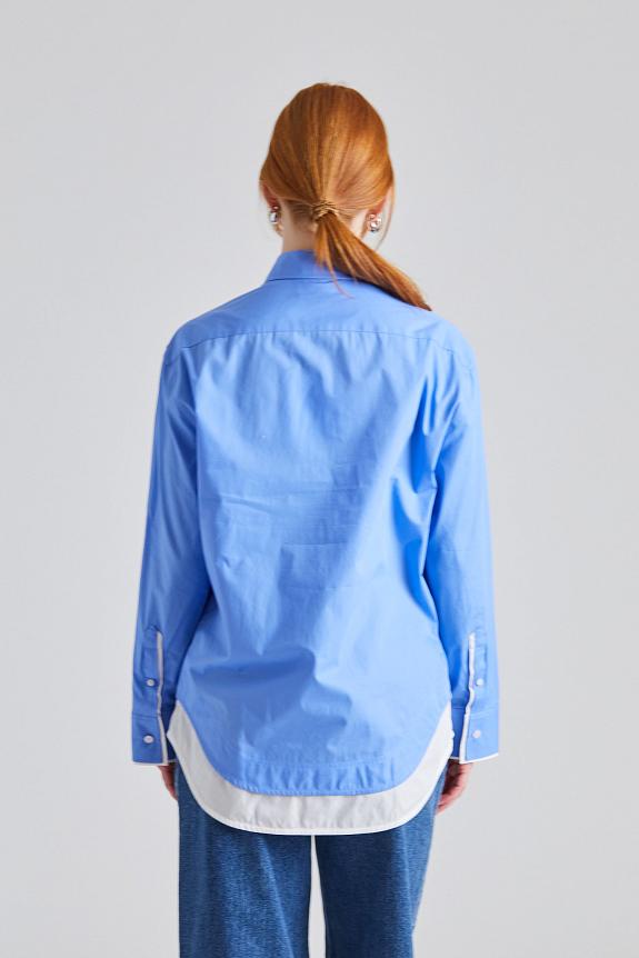 Victoria Beckham Double-Leayer Shirt Oxford Blue