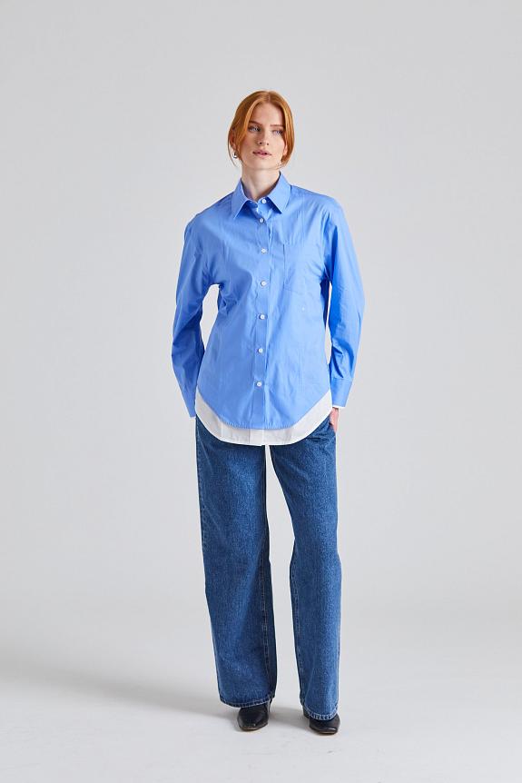 Victoria Beckham Double-Leayer Shirt Oxford Blue
