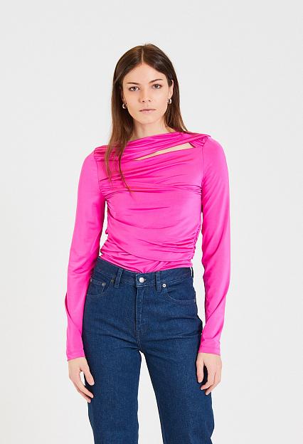 Victoria Beckham Long Sleeve Wrap Top Fuchsia