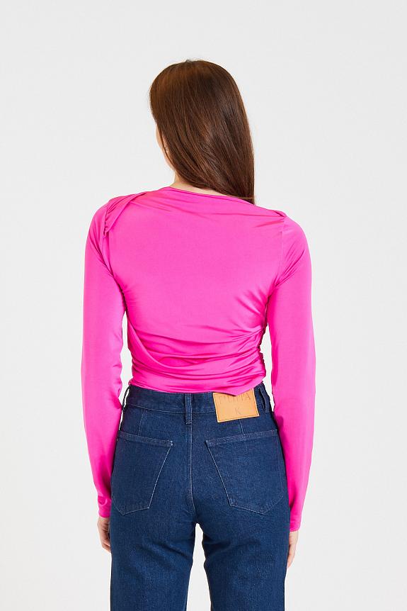 Victoria Beckham Long Sleeve Wrap Top Fuchsia-2