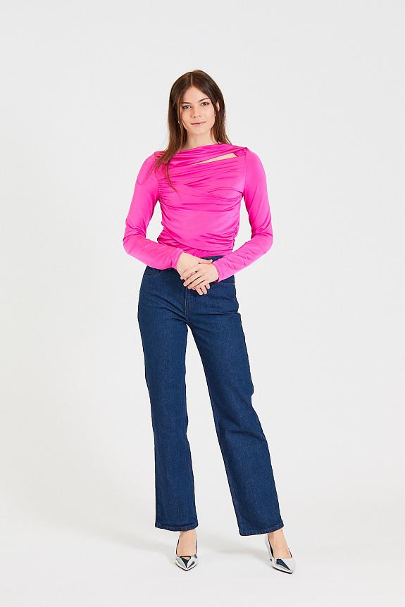 Victoria Beckham Long Sleeve Wrap Top Fuchsia