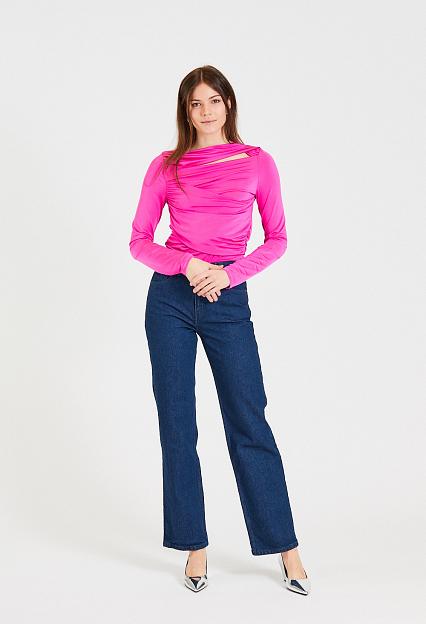 Victoria Beckham Long Sleeve Wrap Top Fuchsia