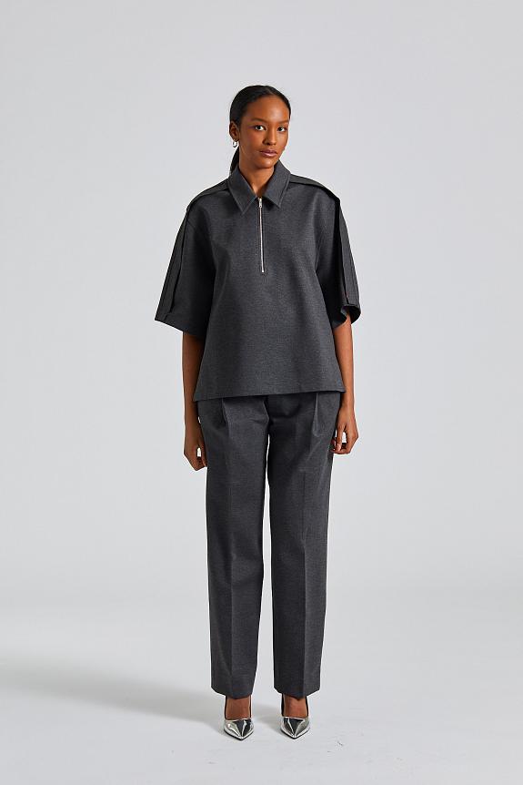 Victoria Beckham, Single Pleat Trouser Steel Grey Melange 1