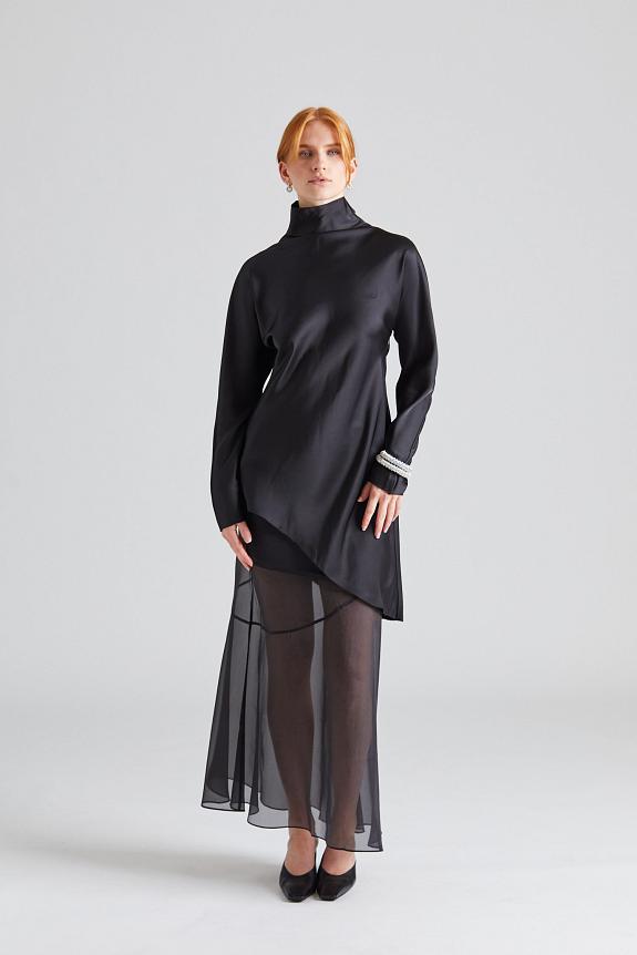 Viktoria Chan Kalisa Asymmetric Blouse Black-1